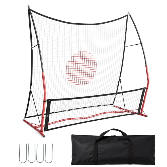 Soccer Rebounder Net – 2-in-1 Versatile Training – Adjustable High/Low Bounce – Solo or Team – Includes Bag & 4 Stakes – Backyard, Indoor & Outdoor – 7x5ft