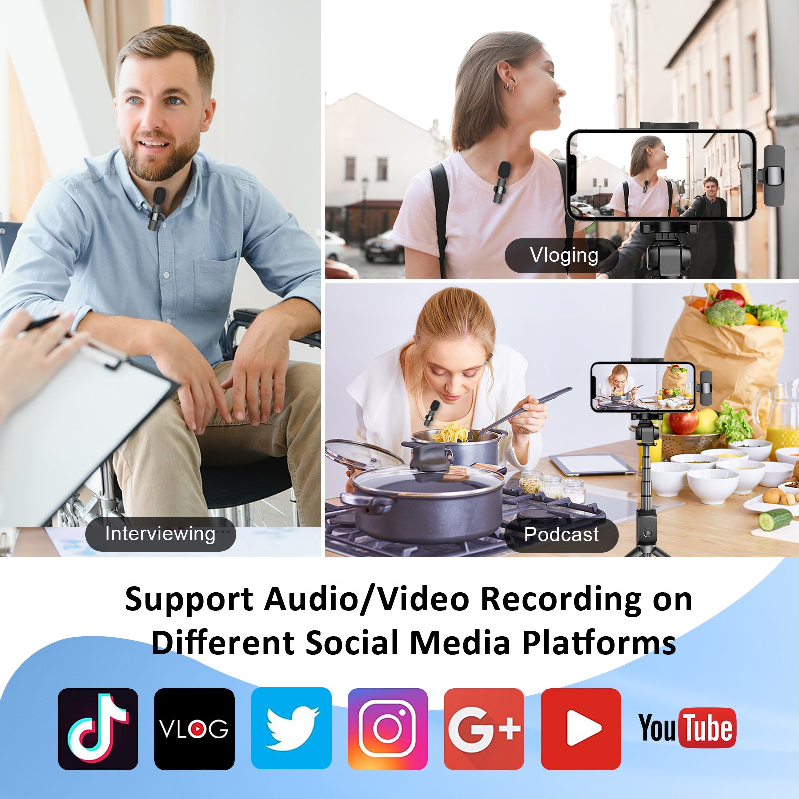 Micrófono de solapa inalámbrico MAYBESTA para iPhone/Android/Computadora, mini Bluetooth para grabación de video en TikTok, YouTube y vlogs 5