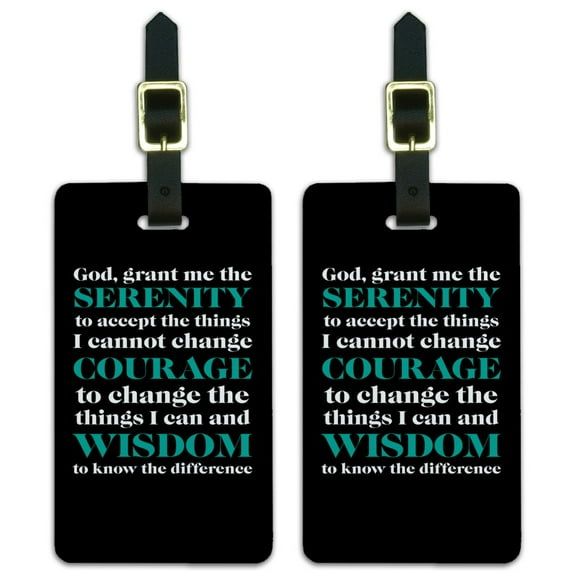 Serenity Prayer Courage Wisdom Luggage ID Tags Suitcase Carry-On Cards - Set of 2