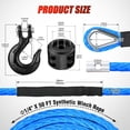 thumbnail image 3 of - Cable de cabrtante sintético de 1/4 Pulgadas x 50 pi, Universal para ATV UTV 4x4, Todoterreno, Cuerda de cabrtante de 9000 Libras, con Gaho de Acero, tapón de Goma, Correa de, 3 of 5