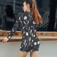 thumbnail image 5 of Elegant Grayscale Floral Pattern Women's Long Sleeve Bodycon Dress Soft Stretchy For Everyday Wear And Special Occasions, 5 of 6