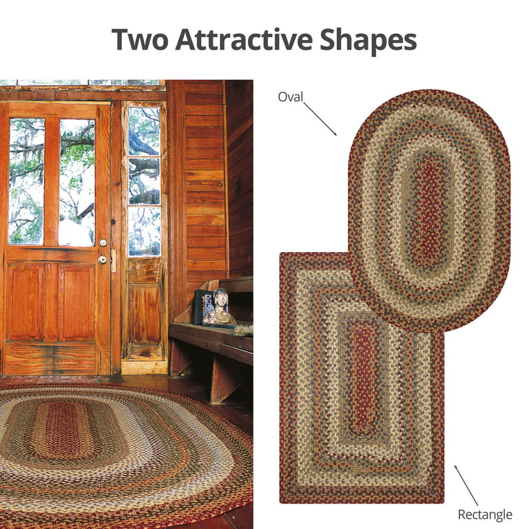 Homespice Pumpkin Pie Reversible Red Cotton Rug 8' x 10' Oval Braided Area  Rug 