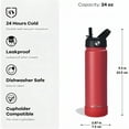 thumbnail image 6 of Mininoo 24 oz Insulated Stainless Steel Water Bottle with Straw Lid, Ceramic-Lined, BPA-Free, Red, 6 of 7