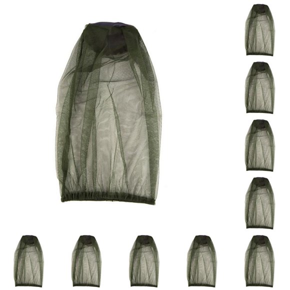 Toystoory Insect Net Cap Flat-top Solid Color Outdoor Bug Hat Fishing Free Mothproof Size Camping Hiking Breathable Unisex ejercito verde 10piezas