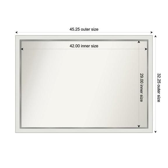 Amanti Art Custom Wall and Bathroom Mirror (32.25 x 45.25 in.), Eva White Silver Narrow Frame