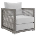 thumbnail image 1 of Modway Aura 15.5" Rattan & Fabric Outdoor Patio Armchair in Gray/White, 1 of 8