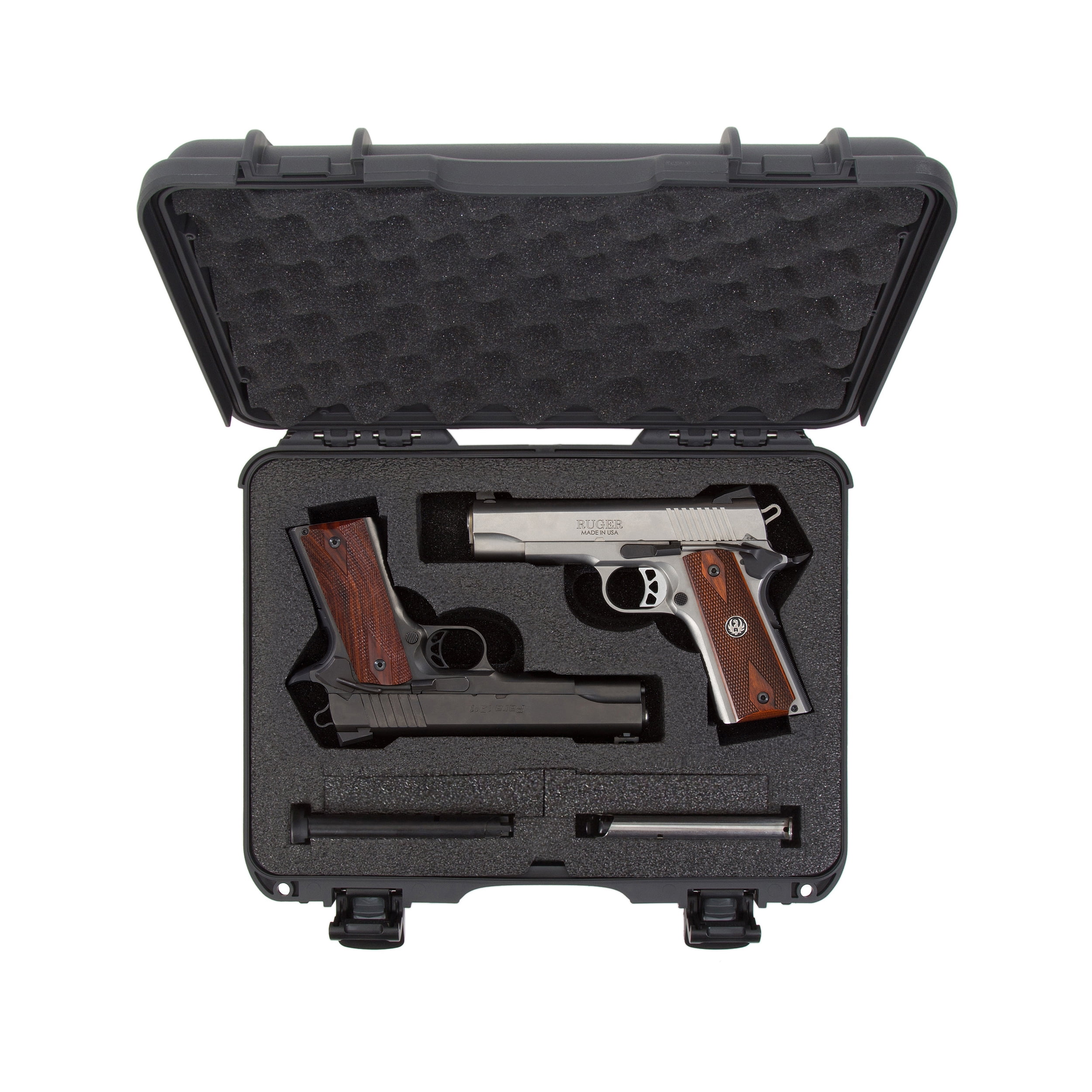 Nanuk 910 Waterproof Professional Classic Pistol/Gun Case, Military Approved with Custom Insert for 2UP - Graphite