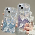 thumbnail image 2 of Designed for iPhone Case,Luxury Glitter Water Wave Frame Butterfly Silicone with Hand Bracelet Shockproof Protective Cover Phone Case (iPhone 11 pro max,Purple), 2 of 6