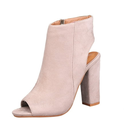 

dmqupv Heels with Strap Heel Sandals High Mouth Zipper Heel Fashion Side Thick Shoes Fish Womens Business Shoes