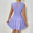 thumbnail image 4 of Ruffle Midi Dresses For Women Casual Daily Crew Neck Sleeveless Solid Color Pleated Short Dresses for Women Trendy Purple XL, 4 of 8