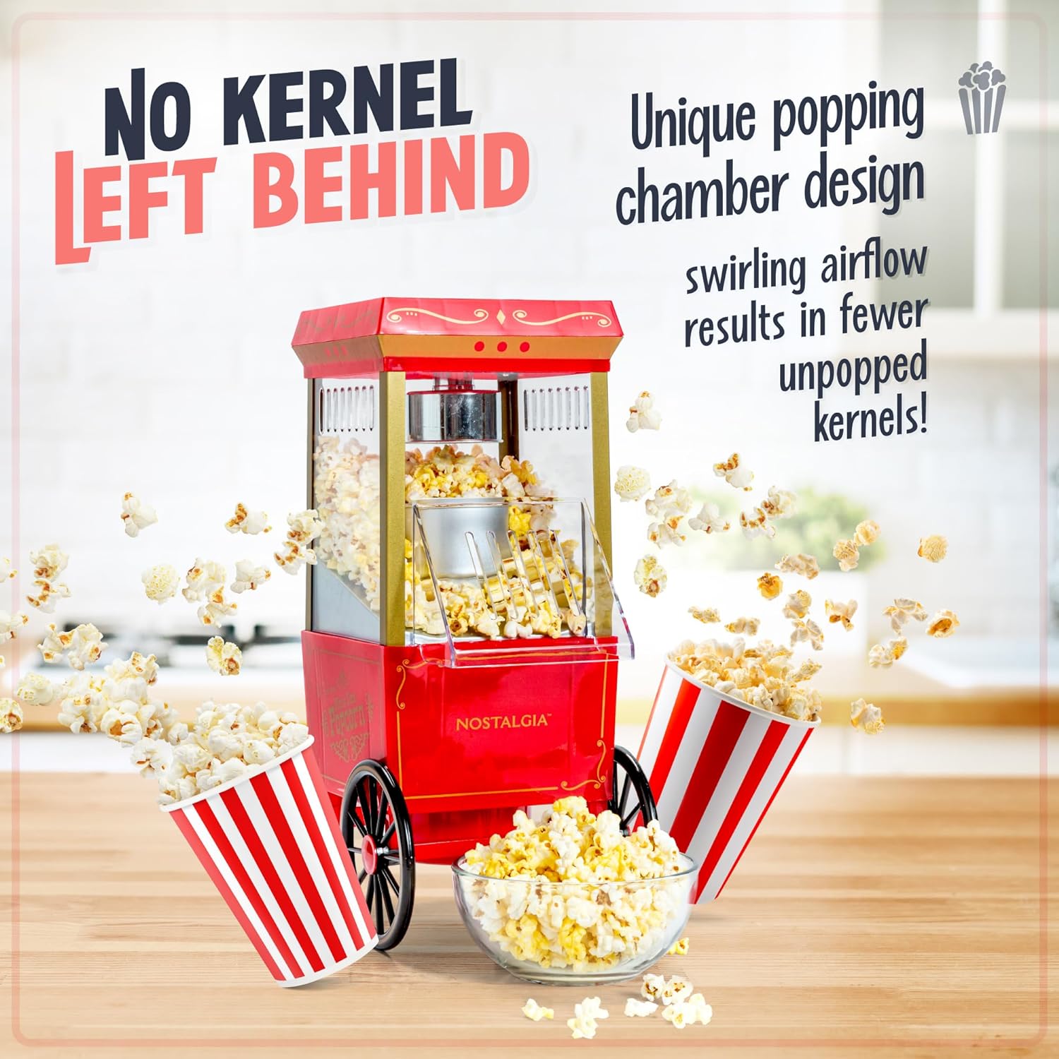 Nostalgia Popcorn Maker Vintage Movie Theater Style Popcorn Machine, Red