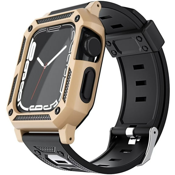 Xpm Compatible with Apple Watch Size 38/40/41mm Shockproof Durable Sport Rugged Case Band Full Protection Tough with Strap Protective Cover [ Gold ]