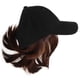thumbnail image 3 of Unisex Hats with Hair Extensions for Women Comfortable Cloth Wig Cap with Black Short Curly Hair 7.5 Inches, 3 of 5