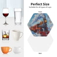 thumbnail image 6 of Vsdgher Cartoon Train Hot Air Balloon Leather Coasters for Drinks, Durable Drink Coasters 4 Set for Tabletop Protection, Luxurious Home Décor and Housewarming Gift ( {designName})Hexagon, 6 of 6