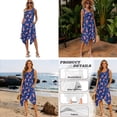 thumbnail image 5 of Xixirimido American Flags Stars Blue Print Matching Couple Outfits His and Hers Set Men's Button Down Shirt & Women's Sleeveless Midi Dress Summer Casual Beach Vacation Clothes, Size 5XL, 5 of 7
