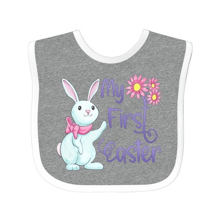 

Inktastic My 1st Easter Cute White Bunny with Spring Flowers Gift Baby Boy or Baby Girl Bib