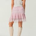 thumbnail image 6 of Women Lace Mini Skirt Low Rise Ruffle Pleated Layered Flowy Underskirt for Going Our Party Club, 6 of 8
