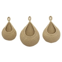 GQDIN 3 Pack Handwoven Hanging Baskets for Kitchen, Wall Mounted Onion Potato Vegetable Storage, Teardrop Home Organizer Basket for Pantry and Countertop Decor