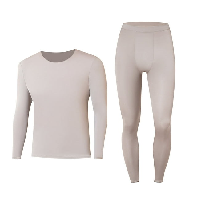 Chemises à Manches Longues pour Hommes sous-Vêtements Respirants pour Hommes Unis Haute Élasticité Fins Col Rond Ensemble de sous-Vêtements Automne Hiver