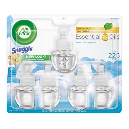Air Wick Scented Oil 5 Refills, Snuggle Fresh Linen, (5X0.67oz), Air Freshener