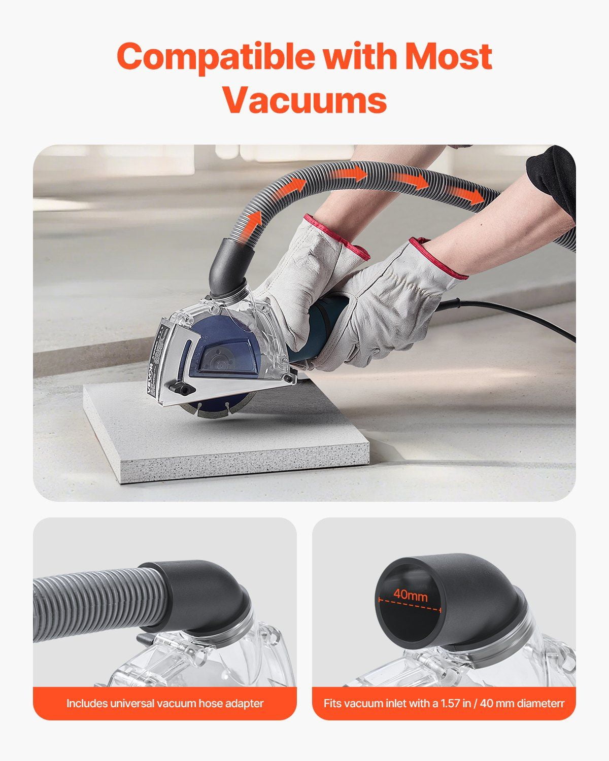Universal Angle Grinder Dust Shroud 5", Compatible with 4-5 in Grinders & 5 in Cutting/ Grinding Wheels