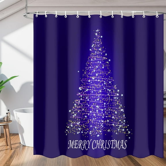 Winter Christmas Art Pattern Shower Curtain for Bathroom Shower Curtain Set with 12 Hooks Waterproof Fabric Bath Curtain for Bathtub Restroom Decor, 72 X 72 in