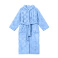 thumbnail image 3 of HBGVBA Hooded Flannel Robe for Women,Solid Bathrobe with Pockets,Cozy Loungewear Sleepwear, 3 of 5