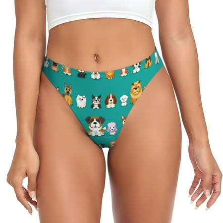 Sigee Cartoon Dogs for Women s G-String Panty  Low Rise  Soft Lace Perfect for Everyday Wear or Special Occasions-Medium