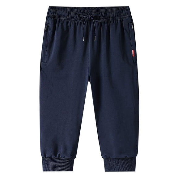 Men's 3/4 Length Jogger Capri Pants with Secure Zipper Pockets for Gym Workouts and Casual Wear Comfort Stretch Fit Design Pants Mens Fashion Joggers Sports Pants Trousers Mens Long Pants