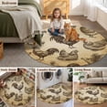 thumbnail image 6 of Farm Chicken Round Living Room Rugs 7 ft, Country Rustic Rooster Hen Retro Farmhouse Washable Area Rug with Non-Slip Sturdy Edge Binding Round Carpet for Kitchen Office Bedroom, 6 of 9