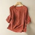 thumbnail image 2 of Shirts For Women Fashionable Casual Solid Color Pleated Cotton And Linen Tops Shirts And T Shirts Long Sleeve Shirts For Women, 2 of 6