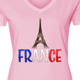 thumbnail image 4 of Inktastic France Eiffel Tower Flag in Text Women's V-Neck T-Shirt, 4 of 5