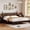Walnut, variant on Full Size Wood Platform Bed with Gourd Shaped Headboard, Retro Style Bed Frame with Wooden Slat Support, No Box Spring Needed,Walnut