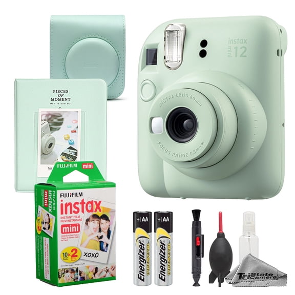 Fujifilm Instax Mini 12 Camera (Mint Green)   Case   Instax Mini Instant Film (20 Sheets)   Cleaning Kit   Mini Photo Album