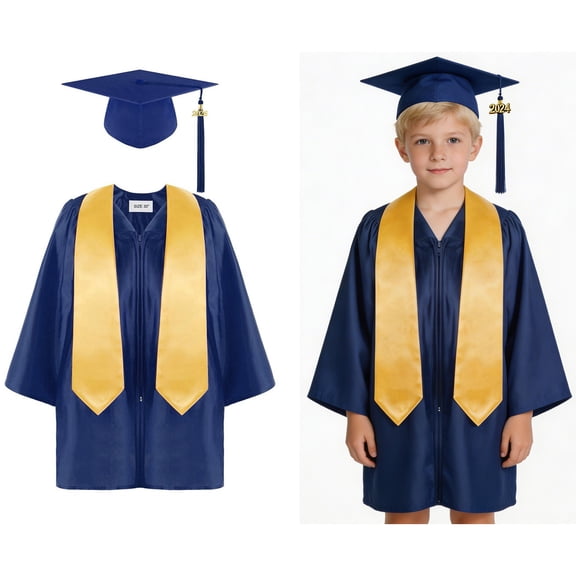Boys Girls Kindergarten Graduation Cap and Gown with Tassel Navy Cap and Gown with Tassel Graduation Ceremony Outfit 4-5 Years