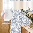 thumbnail image 3 of No Hook Shower Curtain, Blue Flower Shower Curtains for Bathroom with See Through Top Window, Vintage Farmhouse Boho Leaf Spring Summer Waterproof & Washable Bath Curtain Long 72"x78", 3 of 9