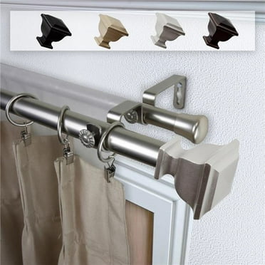 Central Design 100-71-995-D 1 in. Dia. Isha Curtain Rod, Satin Nickel - 120-170 in.