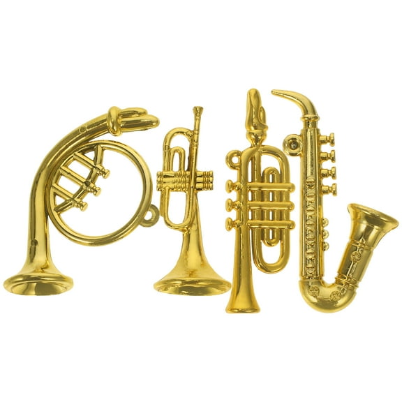 Niceauty Miniature Jazz Instruments Set 4 Pcs Plastic Mini Saxophones For Dollhouse Accessories