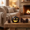 thumbnail image 6 of Floleo Glowing Ceramic Pumpkin Light – LED Lit Jack O Lantern Figurine Tabletop Decor for Fall Halloween Thanksgiving, Hollow Carved Design for Indoor Outdoor Home Party Display, 6 of 7