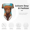 thumbnail image 3 of Fotbe Cute Cow Sunflowers Art Body de Mujer con Cuello Redondo y Mangas Cortas, Sin Mangas Ajustado, Suave, Cómodo y Básico-Small, 3 of 6