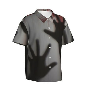 Lsque Bloody Hand Behind pattern Hawaiian Shirt for Men, Unisex Summer Beach Casual Short Sleeve Button Down Shirts-Medium