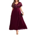 thumbnail image 2 of Vestido Pinup Fashion, burdeos, talla grande, gasa con lentejuelas, 2 of 8