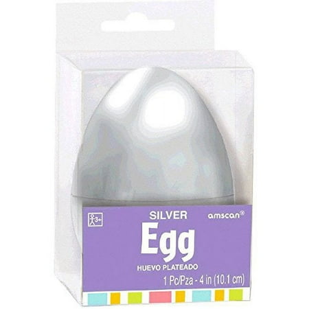 Amscan Egg-stra Special Fillable Easter Egg Shells Party Favor, Silver, 4"