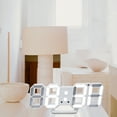 Modern Digital 3D White LED Wall Clock Alarm Clock Snooze 12/24 Hour
