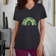 thumbnail image 2 of BiZtdJrK Luck Clover Shirts for Women 2025 St Patrick's Day Short Sleeve Irish Shirts Loose Fit V-Neck Scrubs Tops with Pockets Black L Daily Sales, 2 of 7