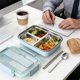 thumbnail image 1 of Recipiente de almacenamiento de alimentos de acero inoxidable, tipo bento box con múltiples compartimentos, hermético, compacto, para el trabajo y la escuela, 24x18.5x7 cm., 1 of 6