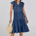 thumbnail image 2 of Midsumdr Summer Dresses for Women 2025 Casual Loose Fit Swing Pleated Elastic Waist Sundresses Fashion Solid Color Sleeveless V-Neck Temperament Dresses with Pockets, 2 of 7