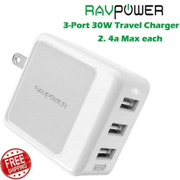 Wall Charger 3-Port 30W RAVPower Travel Charger Multi Port USB Charger PB08