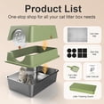 thumbnail image 6 of Stainless Steel Litter Box with Lid, XL Extra Large Litter Box, Enclosed Top Entry Metal Litterbox for Big Cat, Easy Cleaning, Anti-Leakage & High Sided with Mat, Aisle & Scoop, Green, 6 of 8