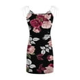 thumbnail image 4 of USSUMA Beach Dresses for Women Casual Summer Mini Drawstring Cami Sun Dress Floral Print Sleeveless Plus Sundresses V Neck Vacation Dress Wedding Guest, 4 of 5
